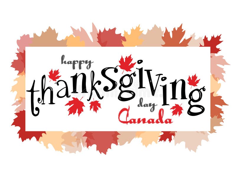 Banner for thanksgiving in Canada. Vector illustration with lettering and maple leaves vector illustration
